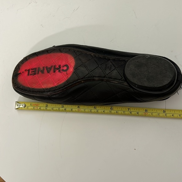 CHANEL Cambon Line Flat Shoes Leather Enamel Coco Mark CC Logo Size 7.5 Black - Picture 15 of 16